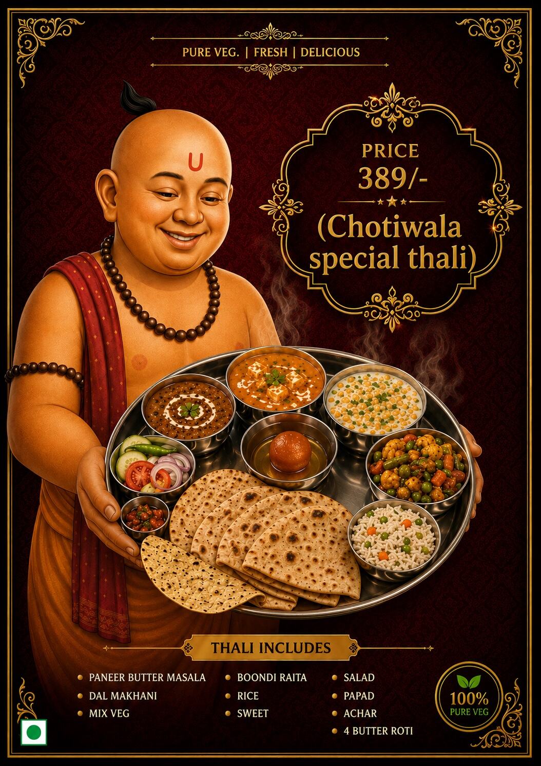 Chotiwala Special Thali complete meal for ₹389
